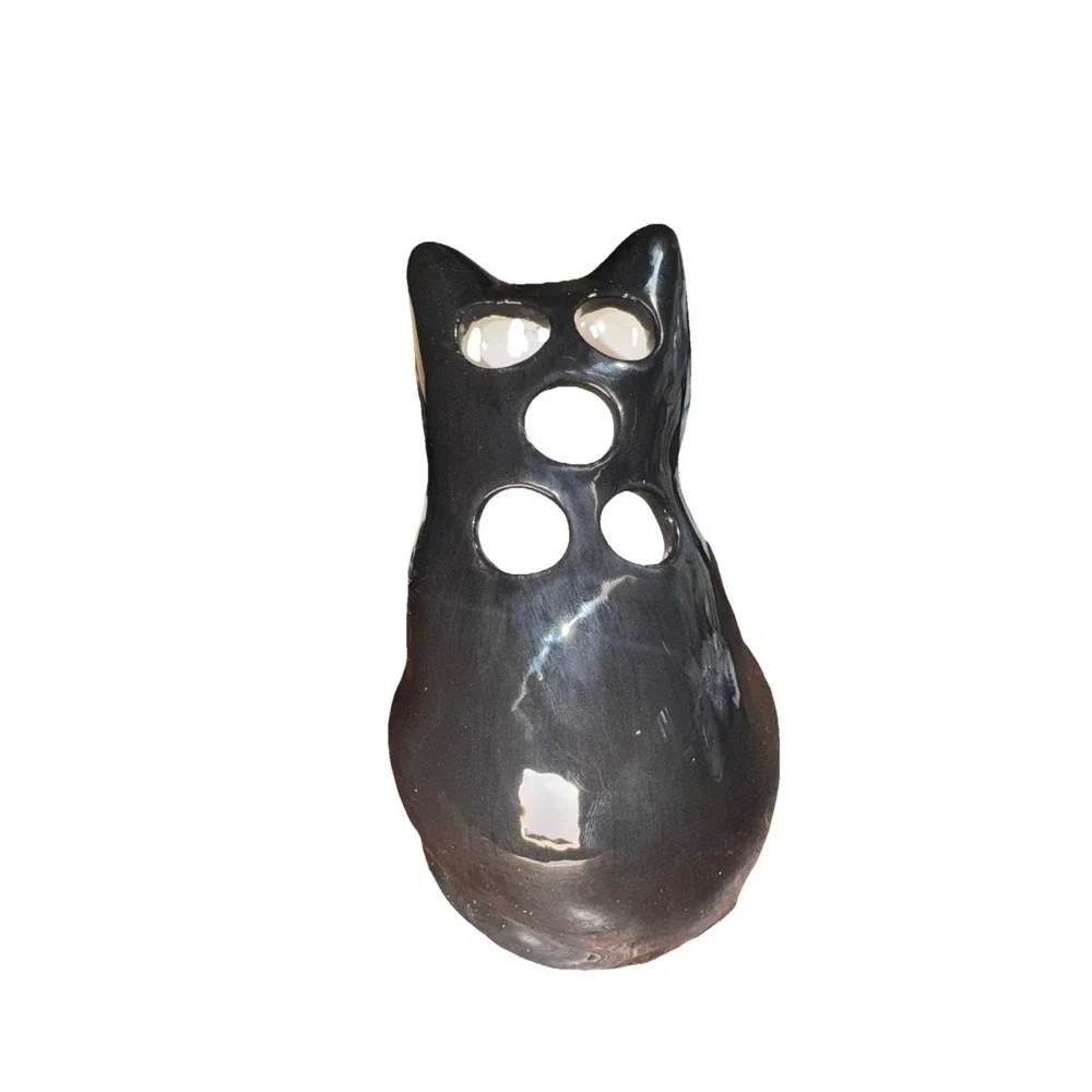 Ceramic Cat  Toothbrush‎ Holder Black & White Tuxedo. 6
